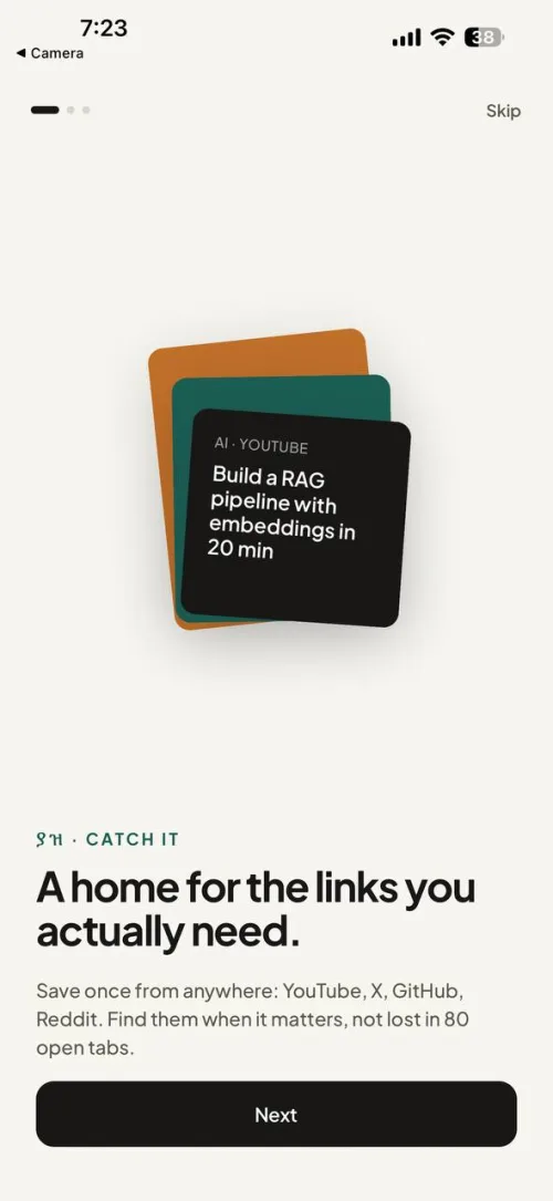 Yaz onboarding screen reading: a home for the links you actually need